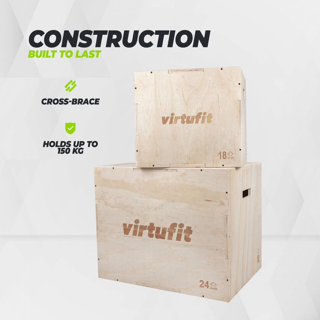 VirtuFit Houten Plyo Box 3-in-1 - Klein - 40 x 45 x 50 cm
