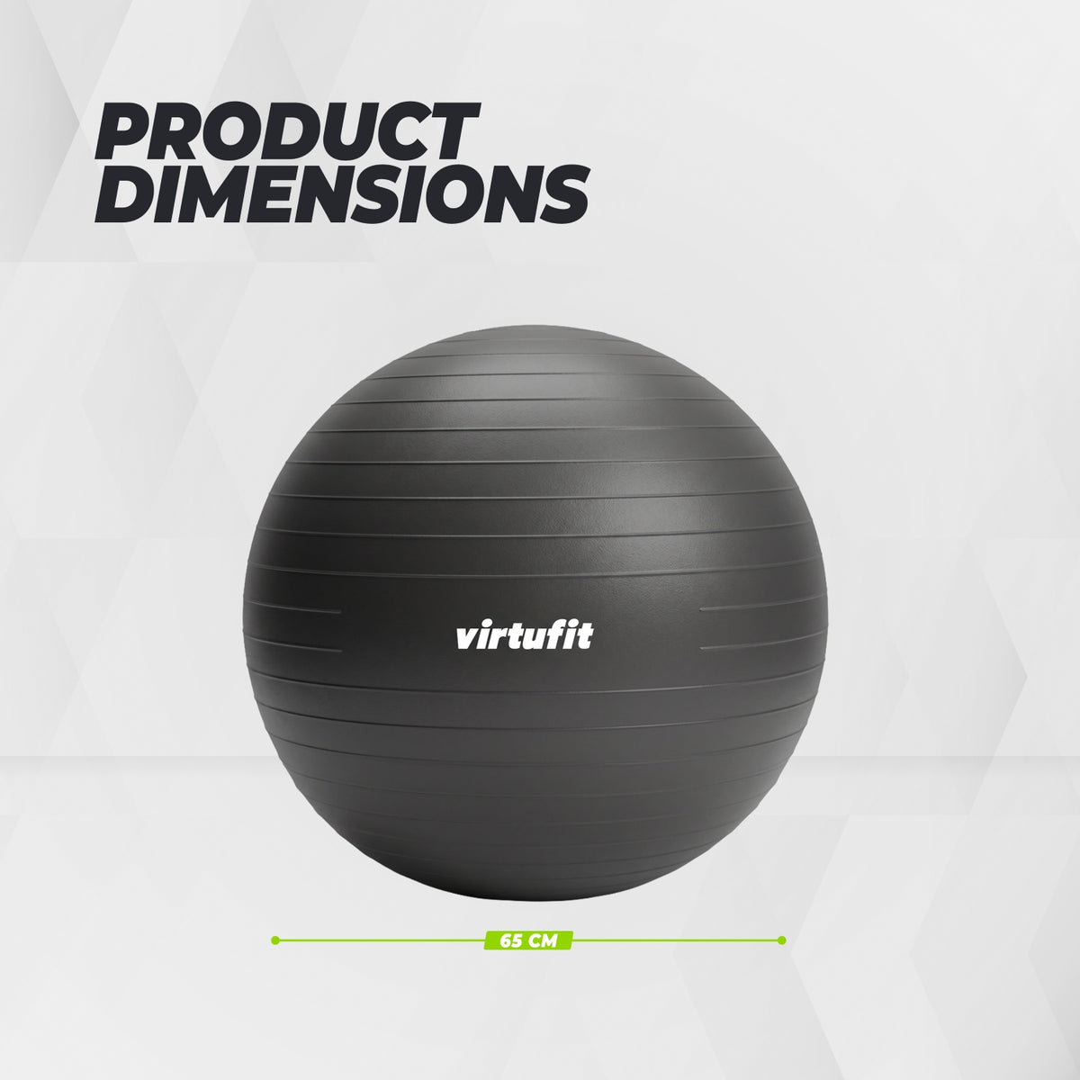 VirtuFit Anti-Burst Fitness Ball Pro – Avec Pompe – Noir – 65 cm