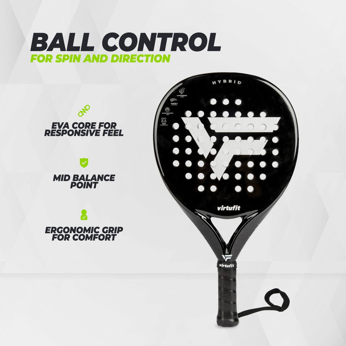 Raquette de padel hybride VirtuFit - Noir - Argent
