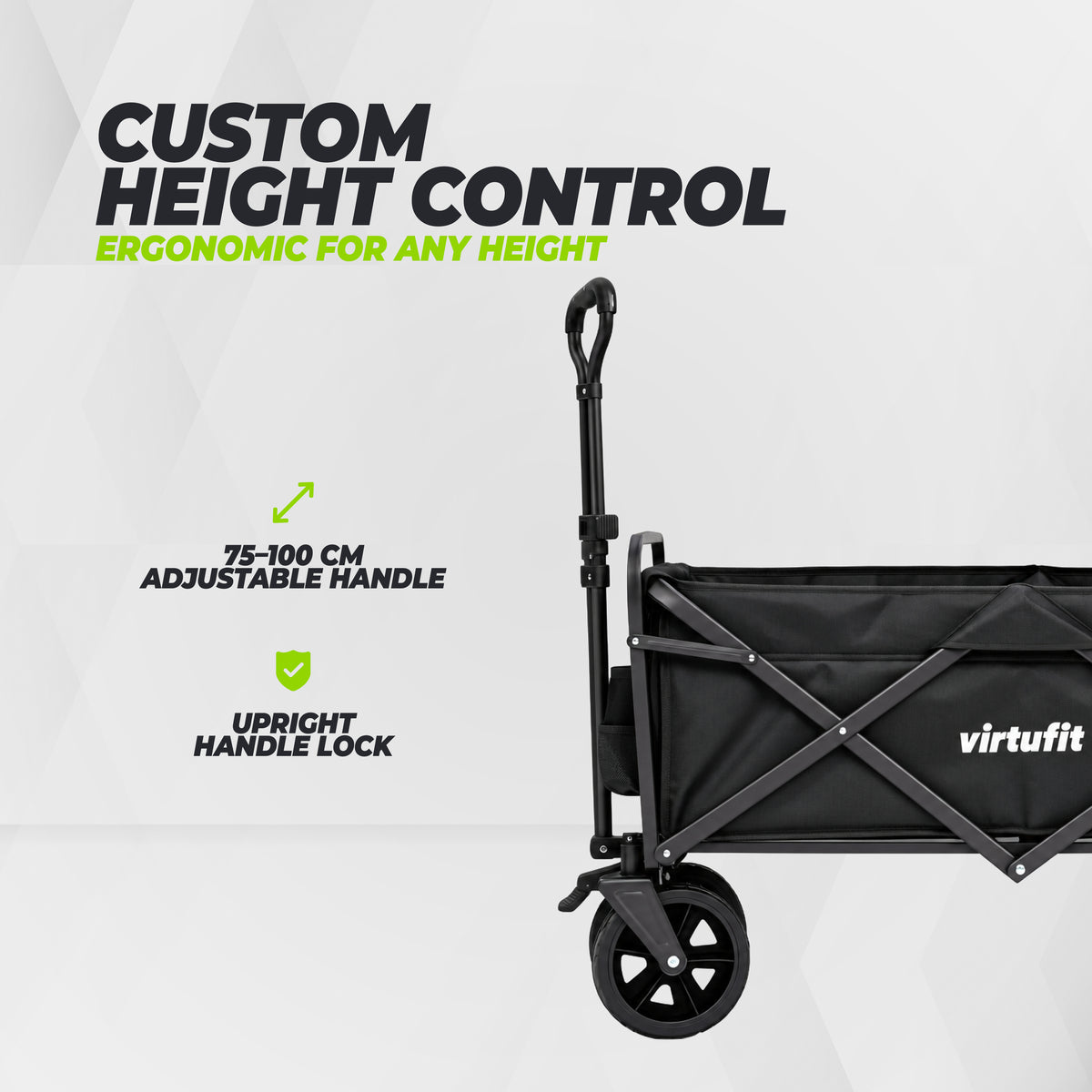 VirtuFit FW100 Opvouwbare Bolderkar - 150 kg Draagvermogen - Incl. Afdekhoes - Zwart