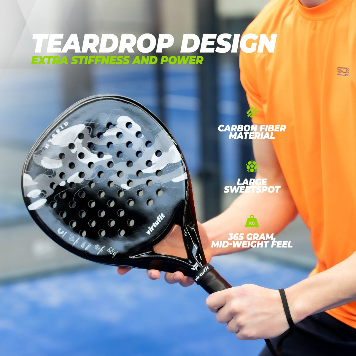 Raquette de padel hybride VirtuFit - Noir - Gris