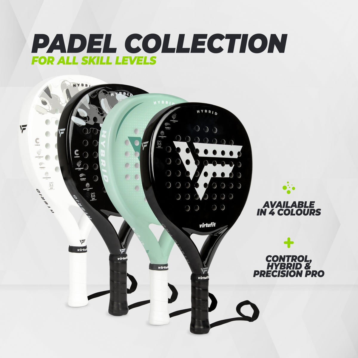 Raquette de padel hybride VirtuFit - Noir - Argent