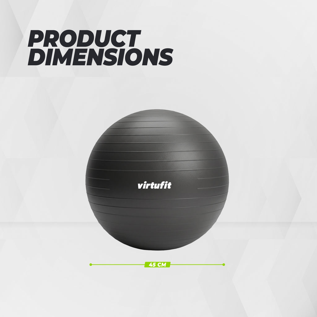 VirtuFit Anti-Burst Fitness Ball Pro - Avec Pompe - Noir - 45 cm