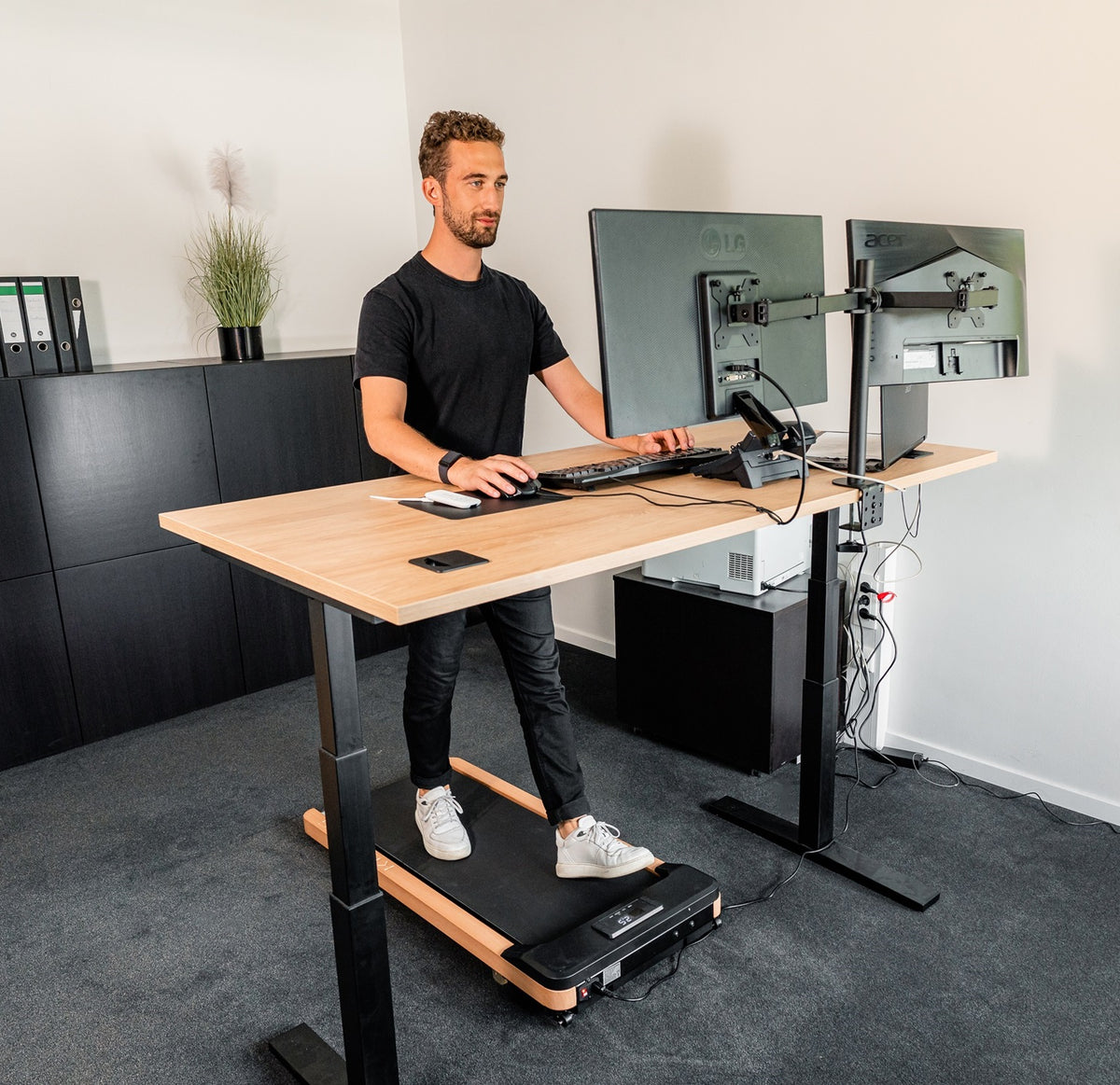 Kuipers K1 Tapis de Marche - Walkingpad de bureau - Bois/Noir - Tweedekans