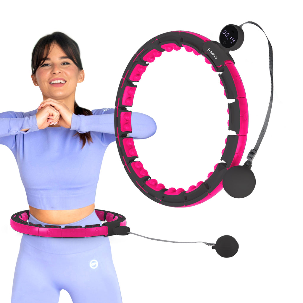 HMS Cerceau de Fitness - Aimants, Poids & Compteur - Noir/Rose - Tweedekans