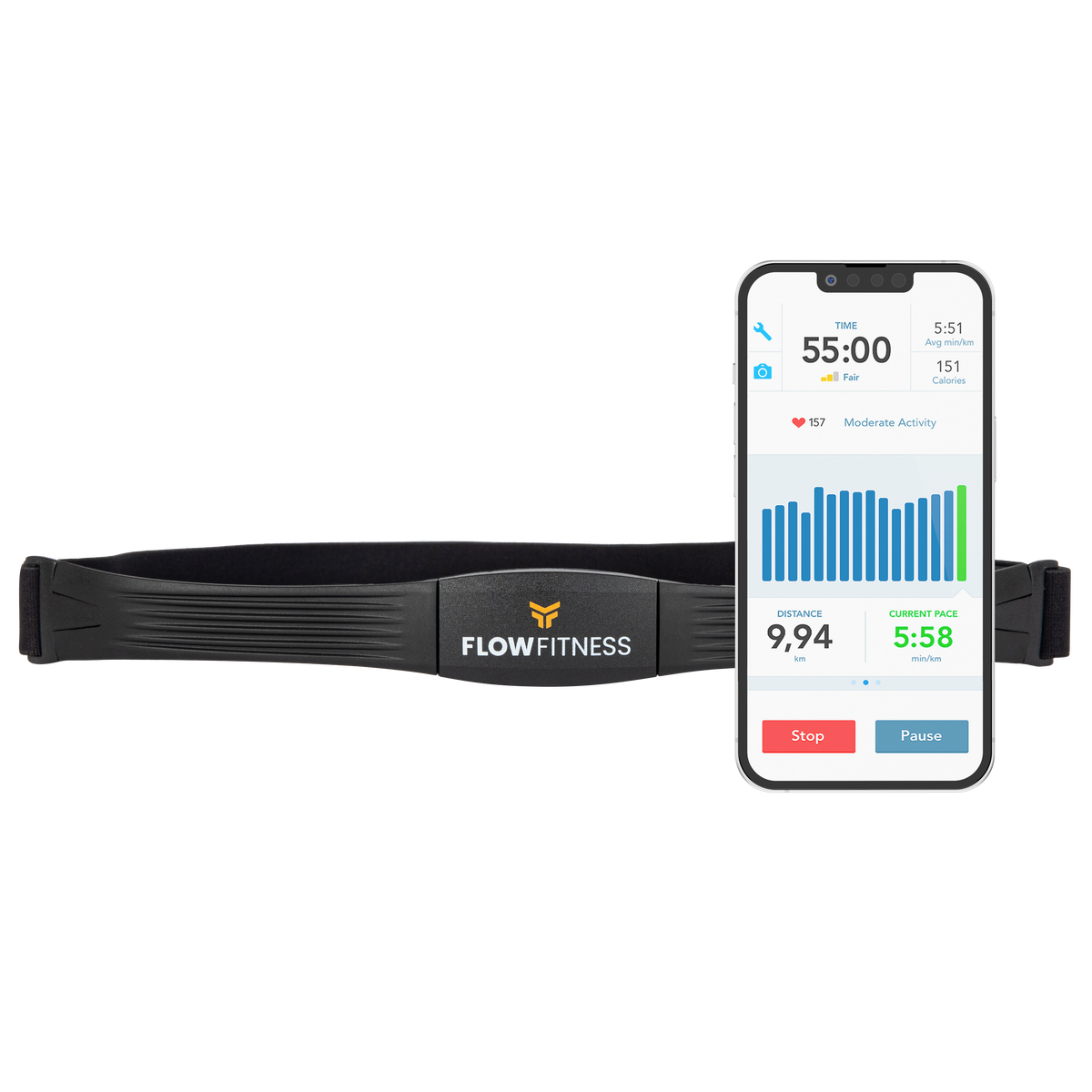 Flow Fitness BlueTooth Sangle de poitrine