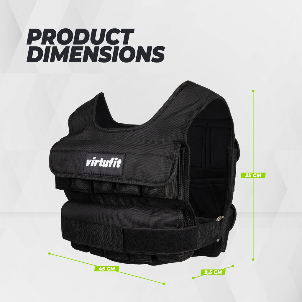 VirtuFit Gilet de Musculation Pro Ajustable - 10 kg - Noir