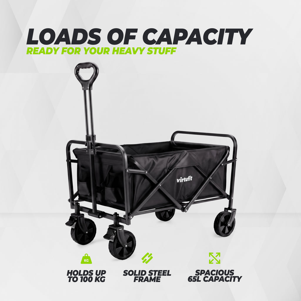 VirtuFit FW65 Chariot pliable - Capacité de charge de 100 kg - Incl. housse de protection - Noir