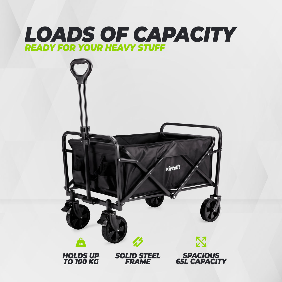VirtuFit FW65 Chariot pliable - Capacité de charge de 100 kg - Incl. housse de protection - Noir