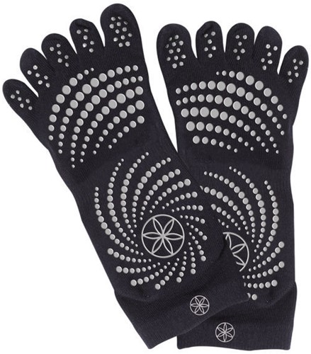Gaiam Grippy Yoga Socks - Anti-Slip Yogasokken - Zwart/Grijs