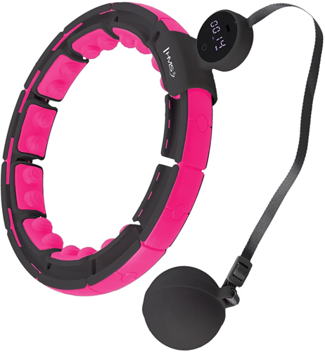HMS Set Hoelahoep - Zwart/Roze + Afslank Tailleband – Schuinaanzicht