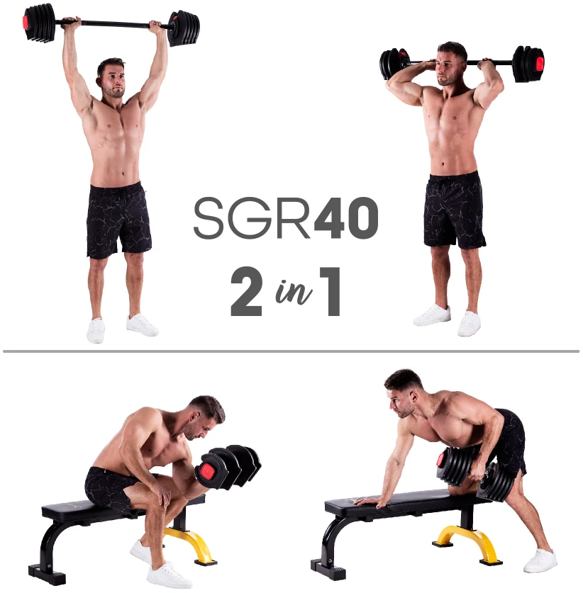 C.P.Sports 2-in-1 Dumbbell & Barbell Set 30 kg / 40 kg | Weight Discs - Weights - Bars | Adjustable Dumbbells for Strength Training, Fitness, Home Gym C.P.Sports 2-in-1 Dumbbell & Barbell Set 30 kg / 40 kg | Weight Discs - Weights - Bars | Adjustable Dumbbells for Strength Training, Fitness, Home Gym