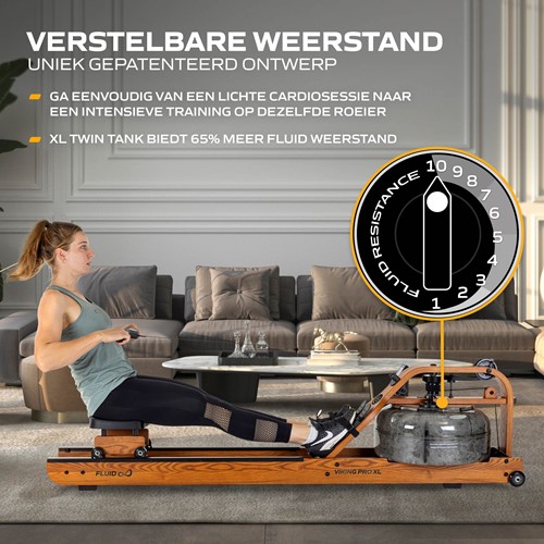 Fluid Rower Viking Pro XL Roeitrainer - weerstrand