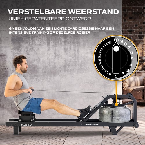 Fluid Rower Neon Pro XL Roeitrainer - Mat Zwart-3