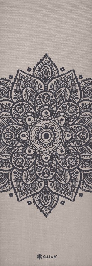 Gaiam Yoga Mat - Sustained Grey Sundial Flower - 5 mm