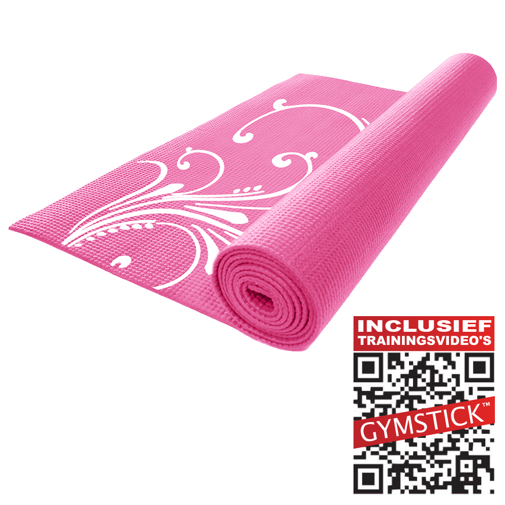 Gymstick Fitness Mat Roze - Met trainingsvideo's 172 cm x 60 cm x 0,4 cm
