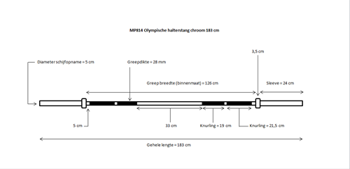 Ol. Halterstang 183 cm BASIC Chroom MP814