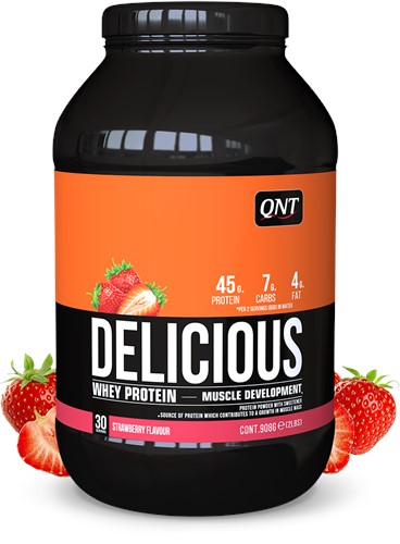 QNT Delicious Whey Protein - Eiwit Poeder - 908 gr - Strawberry