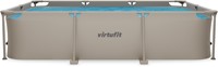 Vooraanzicht van het beige VirtuFit Rechthoekig Frame Zwembad met een duidelijk zichtbaar merklogo op de zijkant.