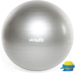 VirtuFit Anti-Burst Fitness Ball Pro - Avec Pompe - Gris - 55 cm