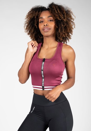 Gorilla Wear Mesa Zip Front Crop Top - Sportbeha - Bordeauxrood