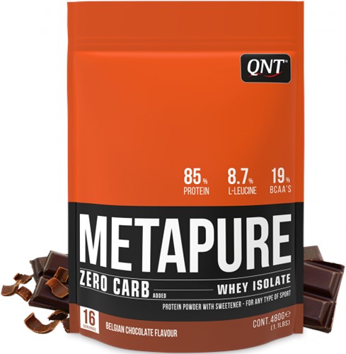 QNT Metapure Zero Carb Whey Isolate - Koolhydraatarm Eiwit Poeder - 480 gr - Belgian Chocolate