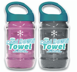 Aqua Laser Cool Down Towel - Serviette Rafraîchissante - Gris/Rose