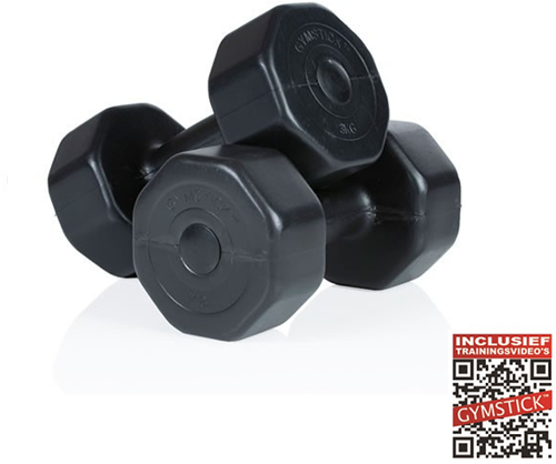 Gymstick Vinyl Dumbbell Set - 2 x 5 kg - Zwart - Met Online Trainingsvideo's