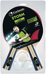 Garlando Storm Set de tennis de table - 2 raquettes et 3 balles de ping-pong