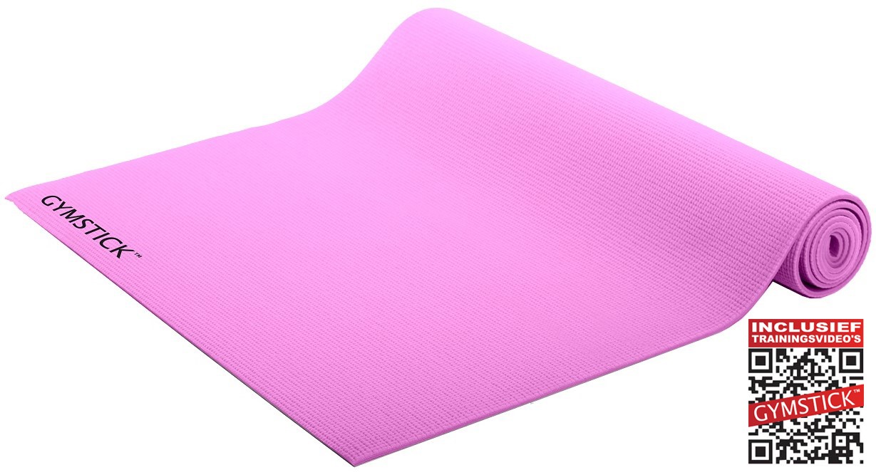 Gymstick Active Yogamat - Roze - Met online trainingsvideo's 170 x 60 x 0,4 cm