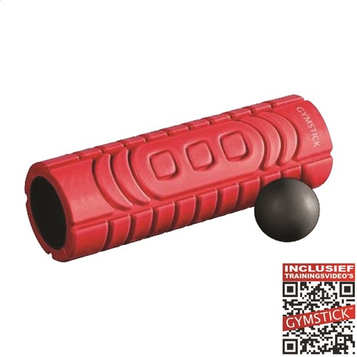 Gymstick Travel Foam Roller met Myofascial Bal Set - Rood/Zwart