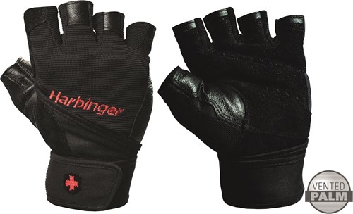 Harbinger Men's Pro Fitness Handschoenen met Wrist Wrap - Zwart