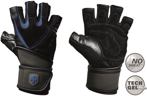 Harbinger Men's Training Grip Fitness Handschoenen met Wrist Wrap - Zwart/Blauw - XXL