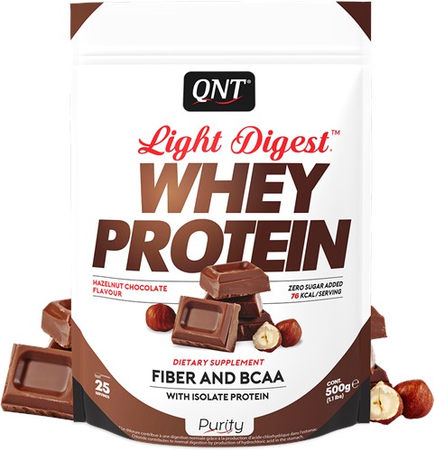 QNT Light Digest Whey Protein - Eiwit Poeder - 500 gram - Hazelnut Chocolate