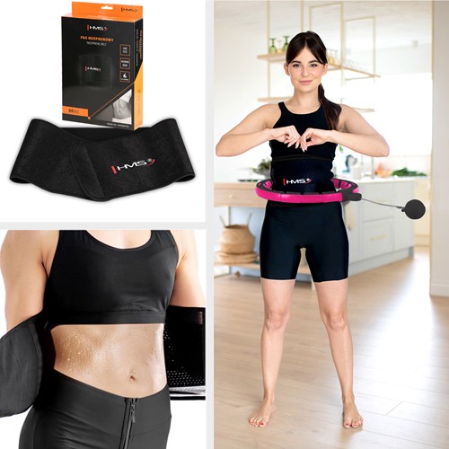 HMS Set Cerceau de Fitness - Noir/Rose + Ceinture amincissante taille-2