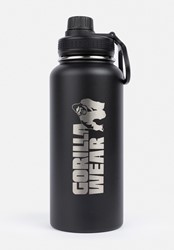 Gorilla Wear Bouteille d'eau isolée en acier inoxydable - Noir - 1000 ml
