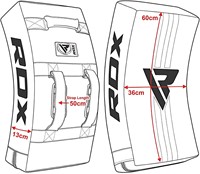 RDX Sports Gel Padded Curved Kick Shield Infographic Afmetingen