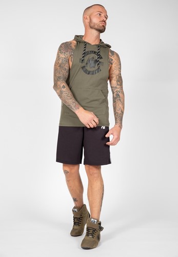 Gorilla Wear Lawrence Mouwloze Hoodie - Legergroen-3