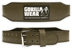 Gorilla Wear 4 Inch Padded Leather Lifting Belt - Vert militaire