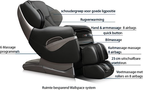 TotalSeat Massagestoel Leone - Zwart-2