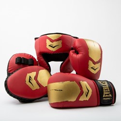 Everlast Prospect 2 Kit De Boxe - Gants De Boxe, Coussinets Et Protecteur De Tête - Rouge/Dorë