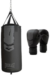 Everlast Prospect 2 Kit De Sac Lourd - Sac De Boxe & Gants De Boxe - Noir/Gris