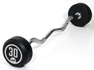 Muscle Power Vaste Curl Halterstang Rubber - 30 Kg