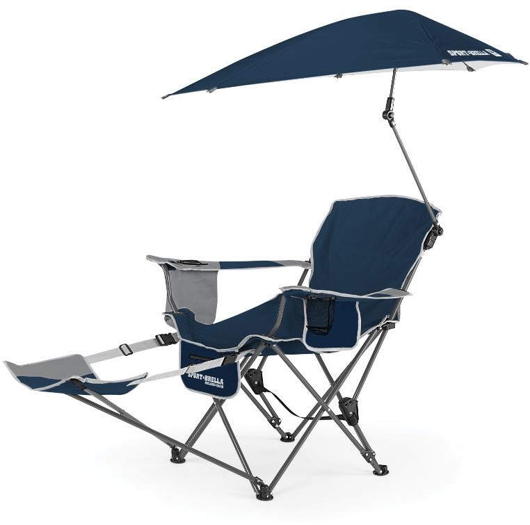 Verstelbare Campingstoel - Visstoel - Strandstoel met Parasol - Blauw | Fitwinkel.be