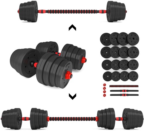 HMS Set de Barre et Haltères Réglables - 30 kg