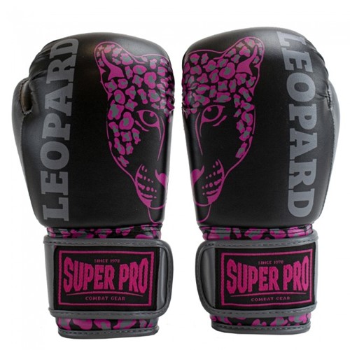 Super Pro Leopard Kids Bokshandschoenen - Zwart/Roze
