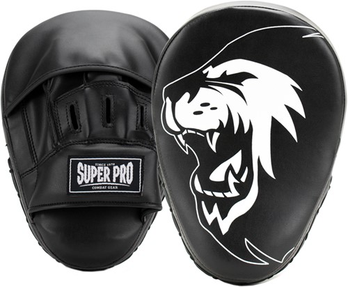 Super Pro Combat Gear Curved PU Handpads - Zwart / Wit