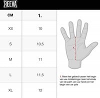Reeva Sport Handschoenen 2.0 - Crossfit Handschoenen - Maattabel