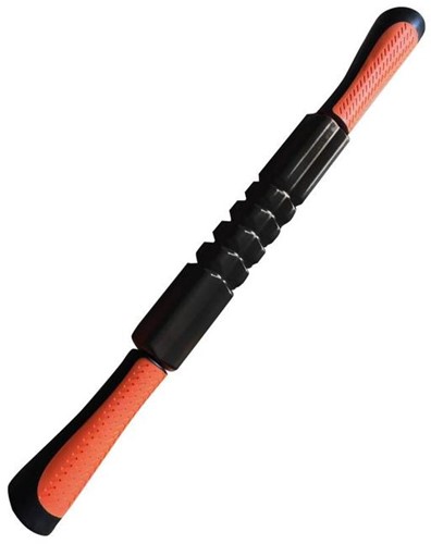 Toorx Massage Stick - met grepen - Zwart/Oranje