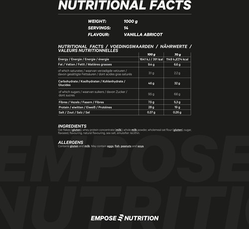 Empose Nutrition avoine protéinée - abricot vanille - 1000gr-3